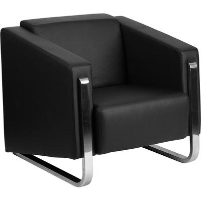 Flash Furniture HERCULES Gallant Series Contemporary Black Leather Chair with Stainless Steel Frame,