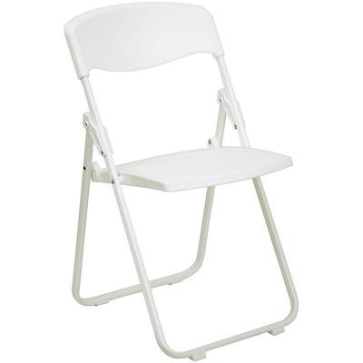 Flash Furniture Heavy Duty White Plastic Folding Chair