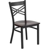 Flash Furniture Hercules Series Black ''X'' Back Metal Restaurant Chair - Walnut Wood Seat - Flash F screenshot. Chairs directory of Office Furniture.