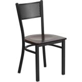 Flash Furniture Hercules Series Black Grid Back Metal Restaurant Chair - Walnut Wood Seat - Flash Fu screenshot. Chairs directory of Office Furniture.