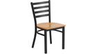 Flash Furniture Hercules Series Black Ladder Back Metal Restaurant Chair - Natural Wood Seat - Flash