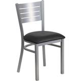 Flash Furniture Hercules Series Silver Slat Back Metal Restaurant Chair - Black Vinyl Seat - Flash F screenshot. Chairs directory of Office Furniture.