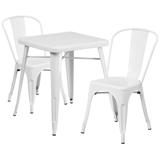 Flash Furniture Metal Indoor Outdoor Table Set with 2 Stack Chairs, White screenshot. Chairs directory of Office Furniture.