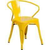 Flash Furniture Metal Indoor/Outdoor Chair with Arms, Size, Yellow screenshot. Chairs directory of Office Furniture.