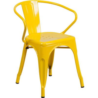 Flash Furniture Metal Indoor/Outdoor Chair with Arms, Size, Yellow
