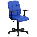 Flash Furniture Mid-Back Blue Quilted Vinyl Swivel Task Chair with Nylon Arms, GO-1691-1-BLUE-A-GG screenshot. Chairs directory of Office Furniture.