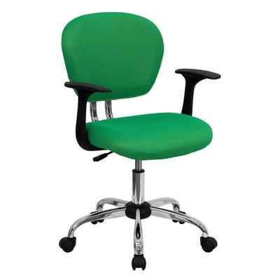 Flash Furniture Mid-Back Bright Green Mesh Swivel Task Chair with Chrome Base and Arms, H-2376-F-BRG
