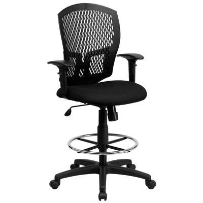 Flash Furniture Mid-Back Designer Back Drafting Chair with Padded Fabric Seat and Height Adjustable