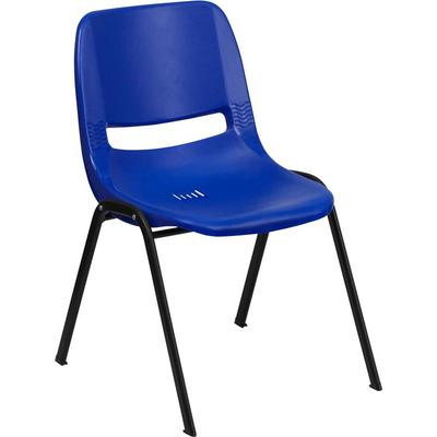 Flash Furniture RUTEO1BLGG Hercules 880 lb. Capacity Blue Ergonomic Shell Stack Chair RUTEO1BLGG