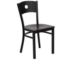 Flash Furniture XUDG60119CIRMAHWGG Hercules Black Circle Back Metal Restaurant Chair with Mahogany W