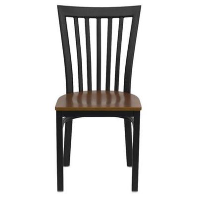 Flash Furniture XUDG6Q4BSCHCHYWGG Hercules Black School House Back Metal Restaurant Chair with Cherr