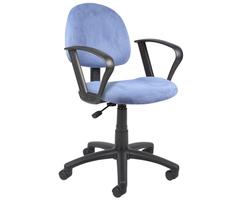 Boss Office Products Blue Microfiber Deluxe Office Posture Chair with Loop Arms