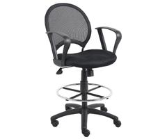 Boss Office Products Mesh Office Drafting Stool with Loop Arms in Black