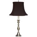 Glastonbury Pewter Candlestick Table Lamp with Black Silk Shade