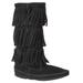 Minnetonka Calf Hi 3-Layer Fringe - Womens 6 Black Boot Medium