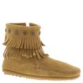 Minnetonka Double Fringe Side Zip - Womens 8.5 Tan Boot Medium