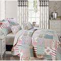 House of Windsor Beautiful Floral Vintage Patchwork Quilted Bedspread/Throw with 2 Pillow Shams (Blossom) (Super King)