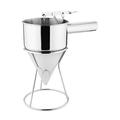 Vogue Stainless Steel Piston Funnel 1.3 Litre, Silver, Pancake Batter Dispenser - For Portioning Liquids such as Coulis, Sauces & Gravies - Supplied with Stand, Professional & Home Use, GG759