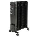 Jack Stonehouse Oil Filled Radiator 2000W/2KW 9 Fin Portable Electric Heater – 3 Power Settings, Adjustable Thermostat, Overheat Protection Safety Cut Off-Black, 2KW