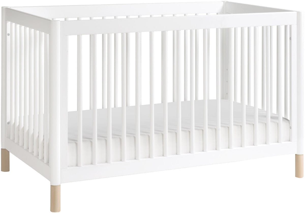 BabyLetto Gelato 4-in-1 Convertible Crib, Washed Natural Ft With Toddler Bed Conversion Kit in White