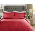 Luxury Hotel Collection Duvet Cover Set 400 Thread Count 100% Cotton Satin Stripe Check Bedding - Red- King