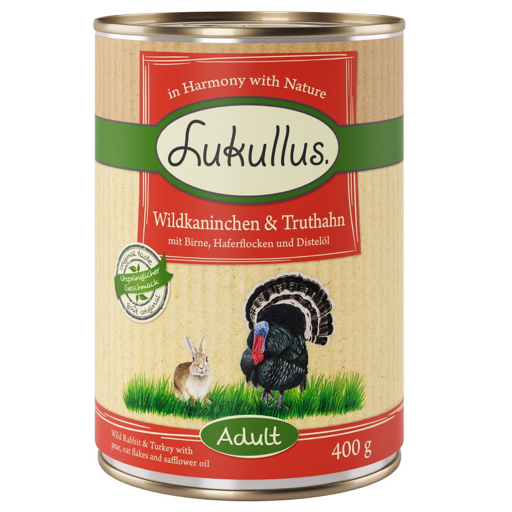 Lukullus 24 x 400 g Alimento umido per cani - Lepre & Tacchino