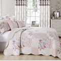 House of Windsor Beautiful Floral Vintage Patchwork Quilted Bedspread/Throw with 2 Pillow Shams (Meadow) (Super King)