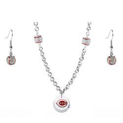 Cincinnati Reds Crystals from Swarovski Baseball Necklace & Earrings