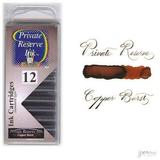 Private Reserve Ink 12 Pack Universal Size Fountain Pen Cartridge - Copper Burst (PR-C05)