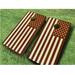 AJJ Cornhole 2' x 4' Stained US Flag Solid Wood Cornhole Set w/ Bags Manufactured Wood in Orange/Red | 12 H x 24 W x 48 D in | Wayfair