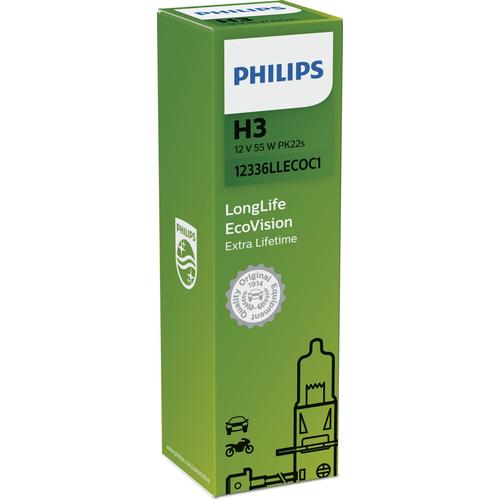 PHILIPS H3 LongLife EcoVision 55W (1 Stk.) Glühlampe, Fernscheinwerfer,Glühlampe, Hauptscheinwerfer,Glühlampe, Nebelscheinwerfer,Glühlampe, Abbiegesch