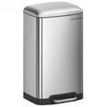 SONGMICS Rubbish Bin, 30L Trash Can, Steel Pedal Bin, with Inner Bucket and Lid, Soft Closure, Airtight, for Kitchen, Living Room, Silver Colour LTB01L, Metallic