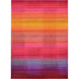 Orange/Pink 39 x 0.5 in Indoor Area Rug - Langley Street® Eddins Striped Pink/Orange/Yellow Area Rug Polypropylene | 39 W x 0.5 D in | Wayfair