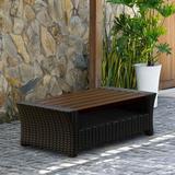 International Home Miami Outdoor Coffee Table Plastic in Black/Brown/Gray | 14 H x 41 W x 23 D in | Wayfair SC SAIGON_COFFEE