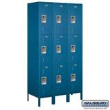 Salsbury 15 in. x 6 ft. x 18 in. 3 Wide Triple Tier Standard Metal Locker - Blue - Unassembled