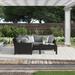 Three Posts™ Northridge 4 Piece Sectional Seating Group w/ Cushions Synthetic Wicker/All - Weather Wicker/Wicker/Rattan in Black/Brown | Outdoor Furniture | Wayfair