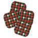 The Holiday Aisle® Plaid 5 Piece Coaster Set w/ Holder Wood in Brown/Green/Red | 3.5 H x 0.25 D in | Wayfair UNFP6949 33487103