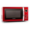 Klarstein Fine Dinesty Retro Microwave Oven with Grill Function Digital Display Timer (12 Programmes, 800W Microwave and 1000W Grill Power, 3 Defrost Levels) Red