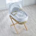 Kinder Valley Baby Moses Basket with Natural Folding Stand - White Teddy Wash Day Palm Moses Basket Includes Adjustable Hood, Fibre Mattress & Padded Liner | (Gift for Newborn Baby Girls & Boys)