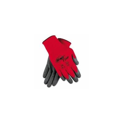 Memphis Ninja Flex Latex-Coated-Palm Gloves, Nylon Shell, Red/Gray (MPGN9680L)