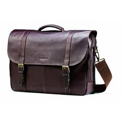 Samsonite Colombian Leather Flap-Over Messenger Bag, Brown, One Size, Colombian Leather Flap-Over Messenger Bag