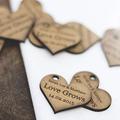 Rustic Charm Personalised 4cm Wooden Heart Wedding Favours, for Invites or Decorations. (150)