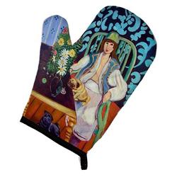 Caroline's Treasures Lady w/ her Pug Oven Mitt Polyester in Blue/Brown/Green | 8.5 W in | Wayfair 7265OVMT