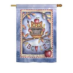 Breeze Decor Owl Live Laugh Learn 2-Sided Polyester House Flag in Blue/Brown/Red | 40 H x 28 W in | Wayfair BD-SE-G-115107-IP-BO-DS02-US