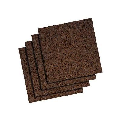 Cork Panel Bulletin Board, Brown, 12 x 12, 4 Panels/Pack, Wood