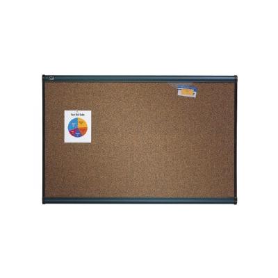 36 x 24 Prestige Bulletin Board, Graphite-Blend Cork- Aluminum Frame, Grey