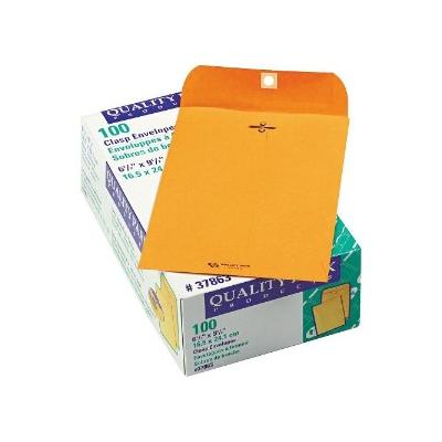 6 1/2 x 9 1/2, 28 lb Clasp Envelope- Brown (100 Per Box)