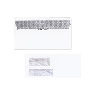 Reveal-N-Seal Double Window Invoice Envelope, Self-Adhesive, White, 500/Box