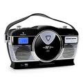 Auna RCD-70 Retro Radio Vintage Portable FM Tuner CD-Player MP3 USB Battery (Fully Mobile with Carrying Handle, Compact Case with Retro Design, Built-In Clock), Black