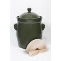 Bunzlauer Keramik Ceramic Crock Pots/Insert Pot/Sauerkraut pot 15 Litre Olive Green Includes Stone Weight and Lid